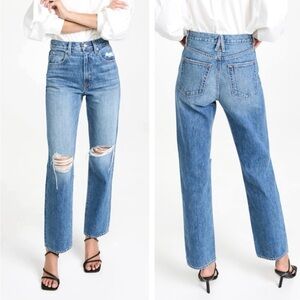 SLVRLAKE London Distressed Straight Leg Jeans Sz 28